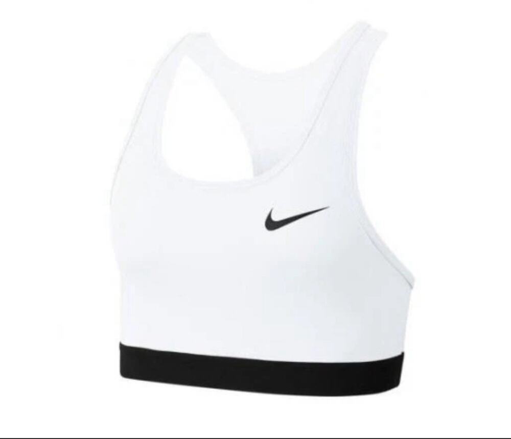 Nike Swoosh Sports Bra Women’s Small White Black BV3900-100 Dri-FIT NWT